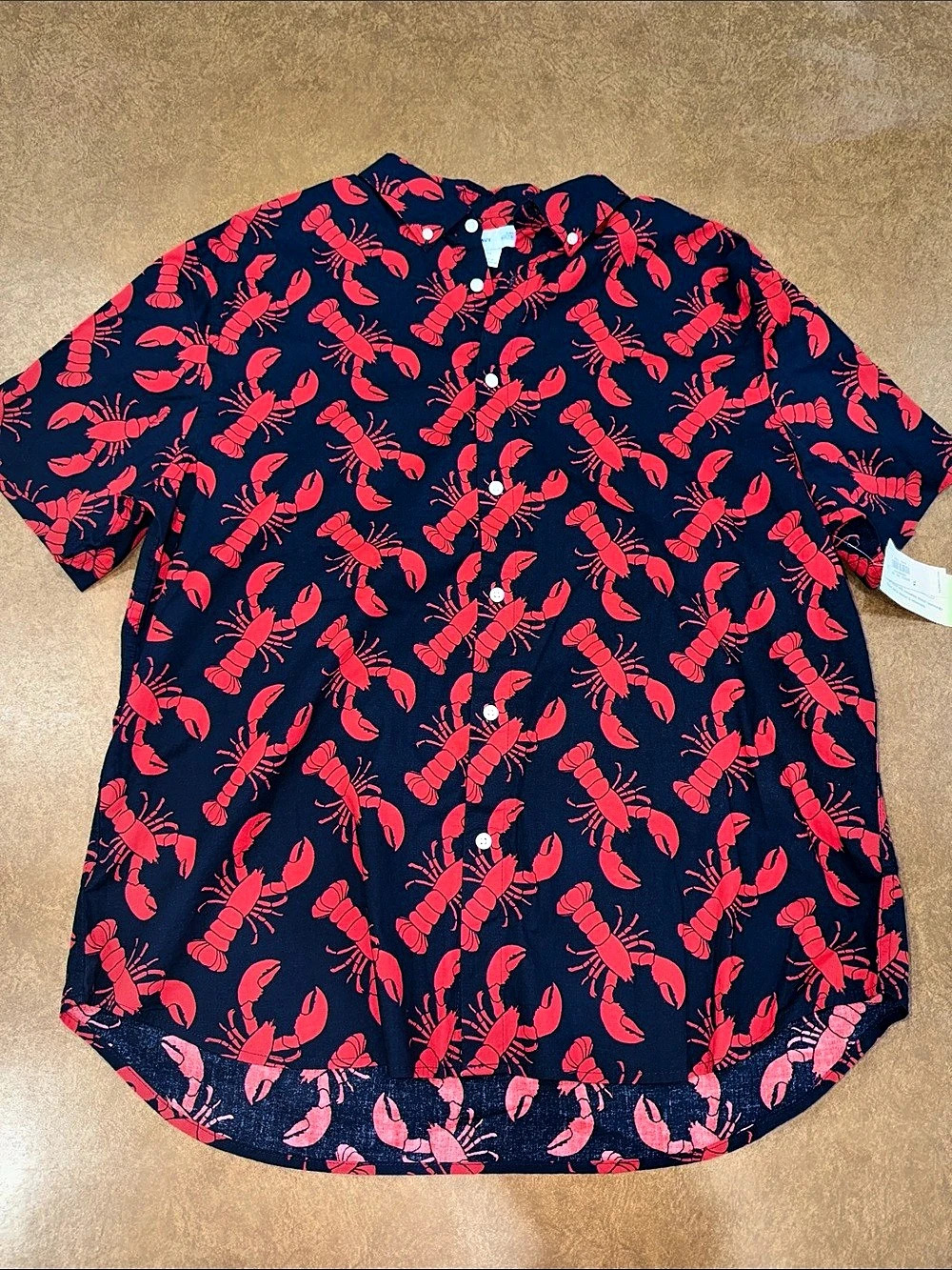 NWT • Old Navy Built-In Flex Slim-Fit Lobster Print Poplin Shirt XL